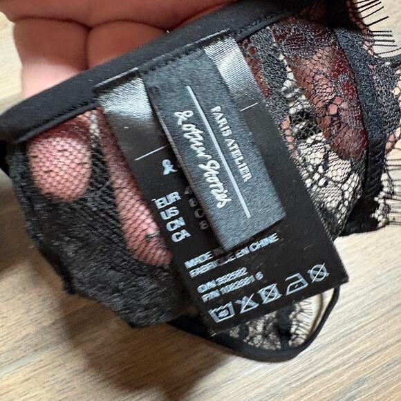 & Other Stories Size 8 Fancy Lace Soft Triangle Bra Black Sheer Adjustable - Picture 6 of 8